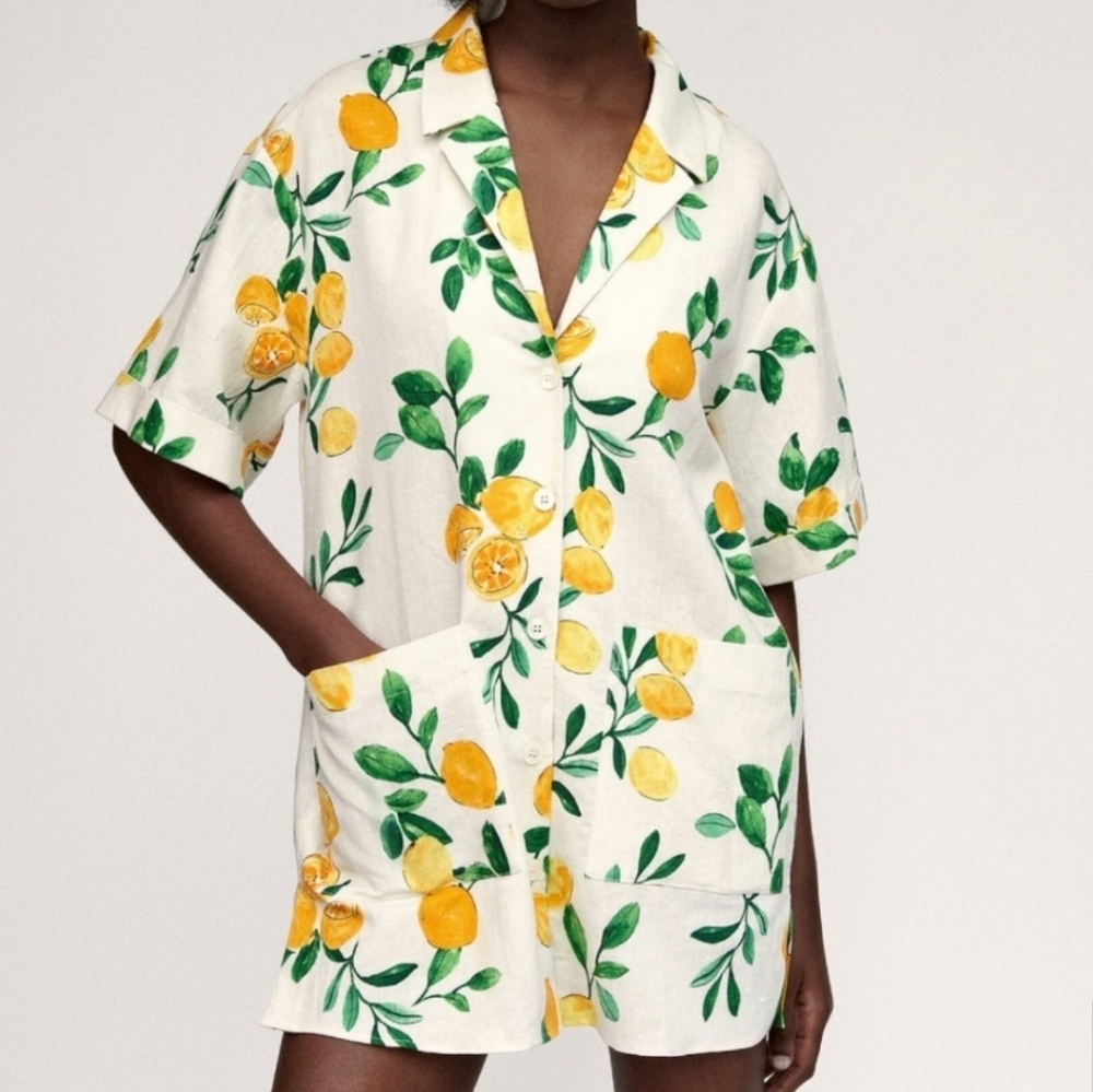 Lemon Print Zara Shirt Dress